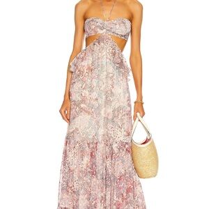 Rococo Sand Strapless Pink Patterned Dress